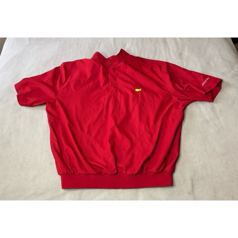 Masters Collection Windbreaker 1/4 Snap Golf Pullover Windbreaker Mens Large Red